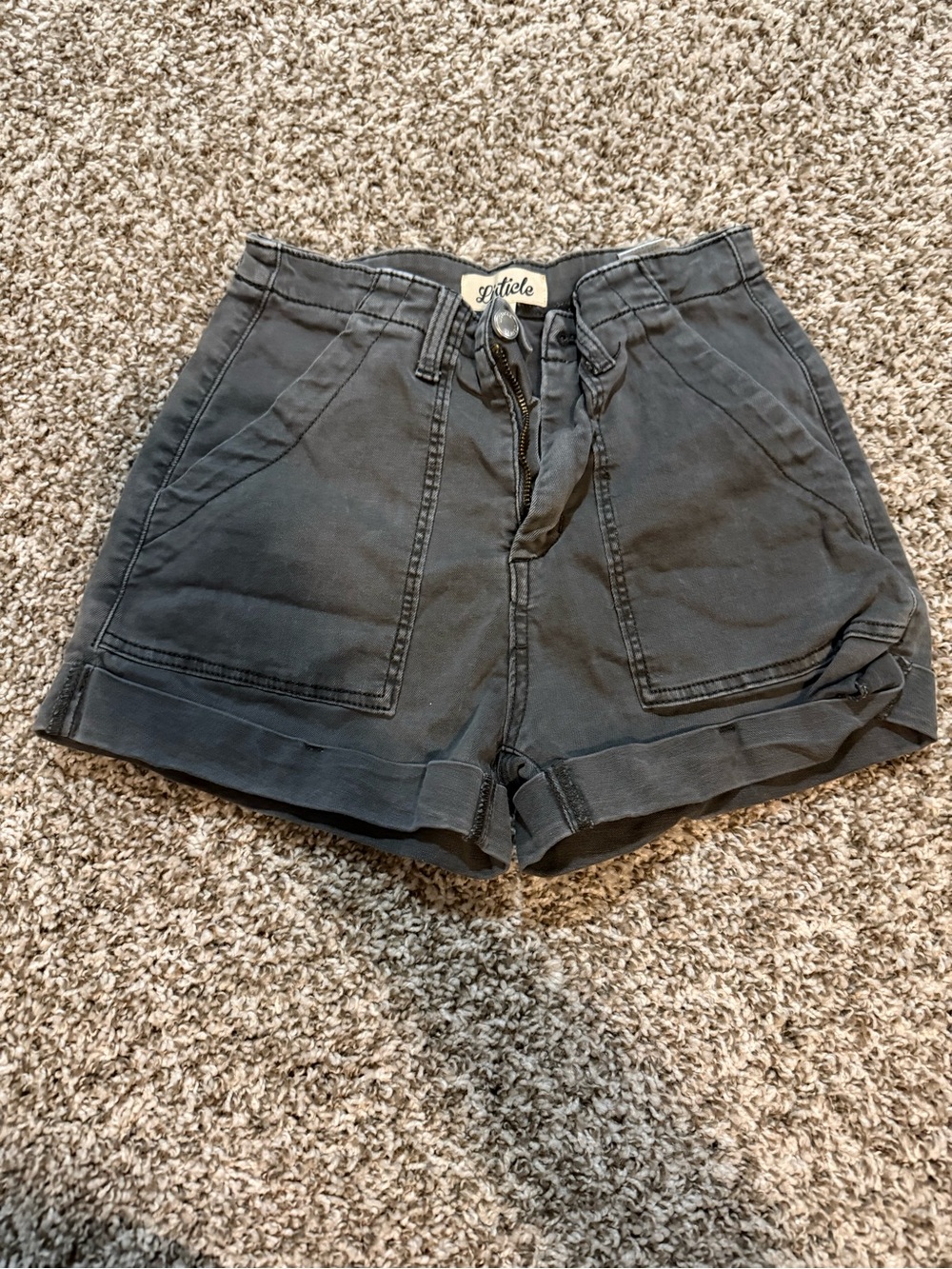 Listicle Charcoal Utility High-Rise Jean Shorts